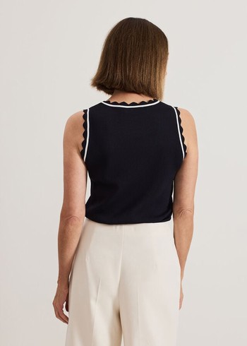 Phase Eight Liz scallop Shell Knitwear Navy/White Canada | NZMEJQ-417